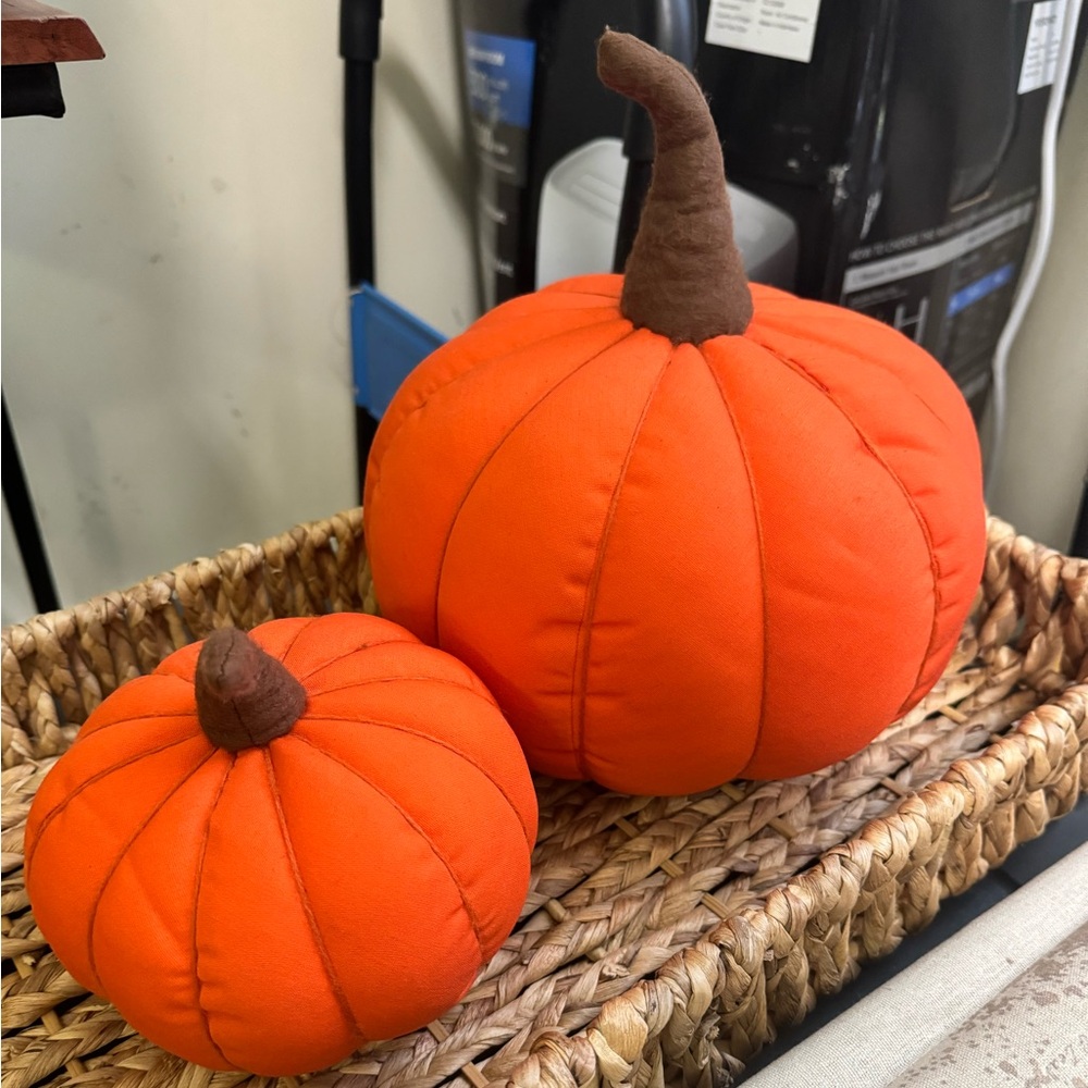 Pair of plush pumpkins
